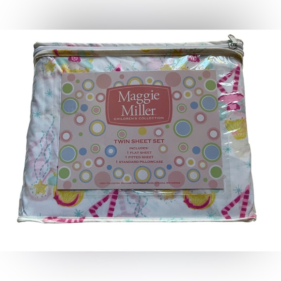 Maggie Miller TWIN Sheet Set 3 Piece Fairy Dancer White Pink New - Picture 2 of 4